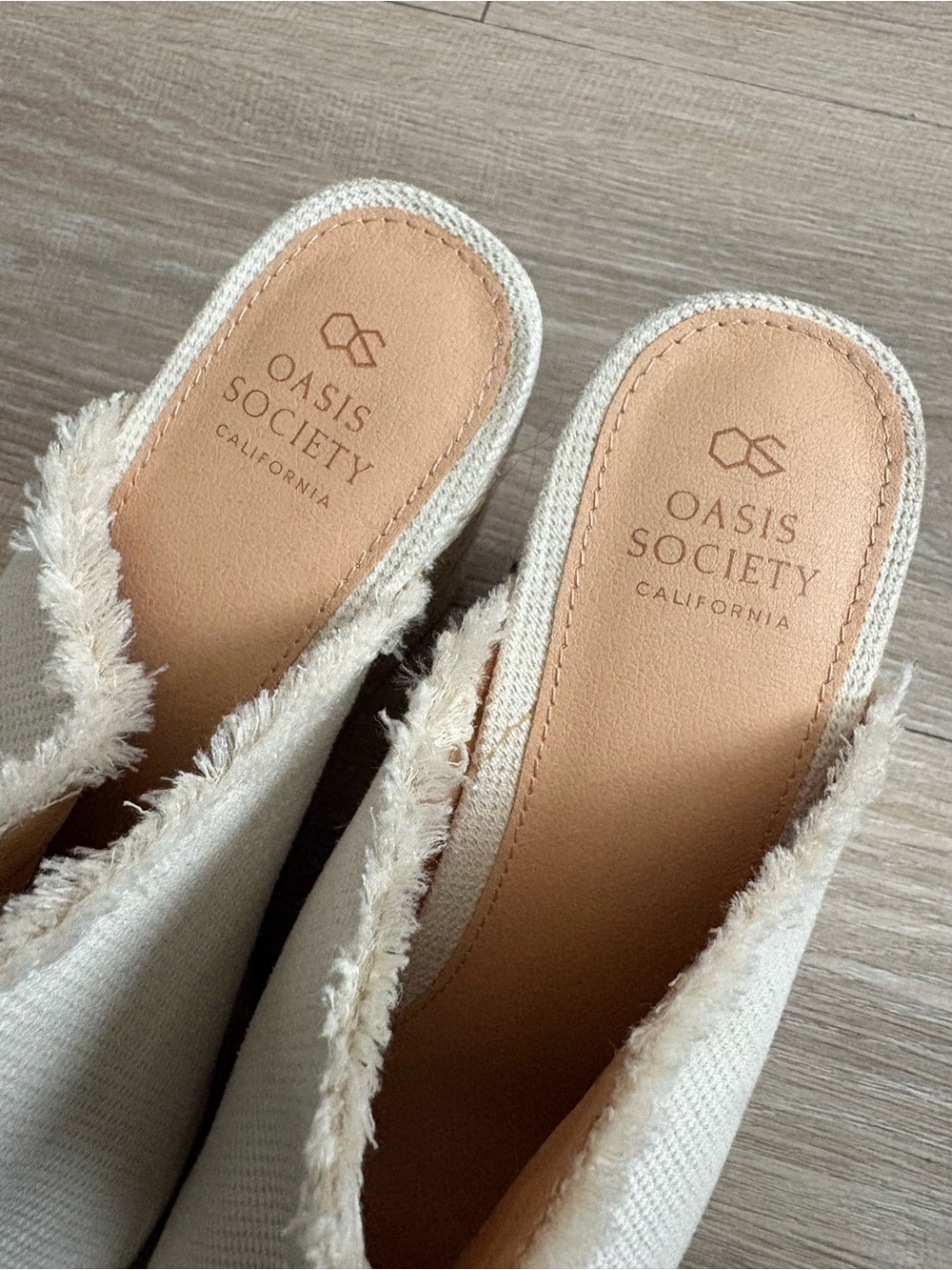 Frayed Canvas Espadrille Wedge Mule in Cream - Picture 4 of 5